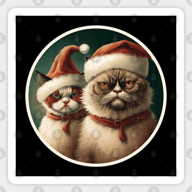 Funny Family Christmas Angry Cats With Santa Hat Magnet by GIFTGROO